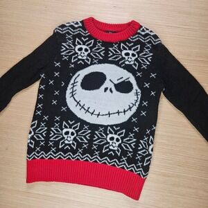 Nightmare Before Christmas Disney Sweater Kids XS Jack Skellington Black Holiday